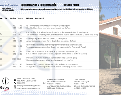 Nuevo año, nuevo mes y nueva programación de actividades