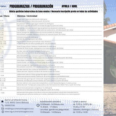 ¡Ya tenemos lista la programación de abril!